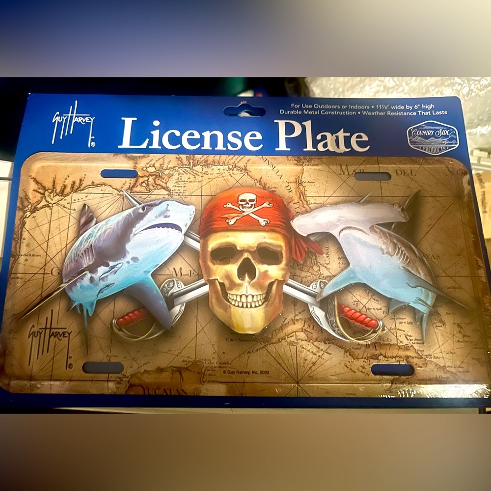 Guy Harvey Skull / Buccaneer License Plate, New